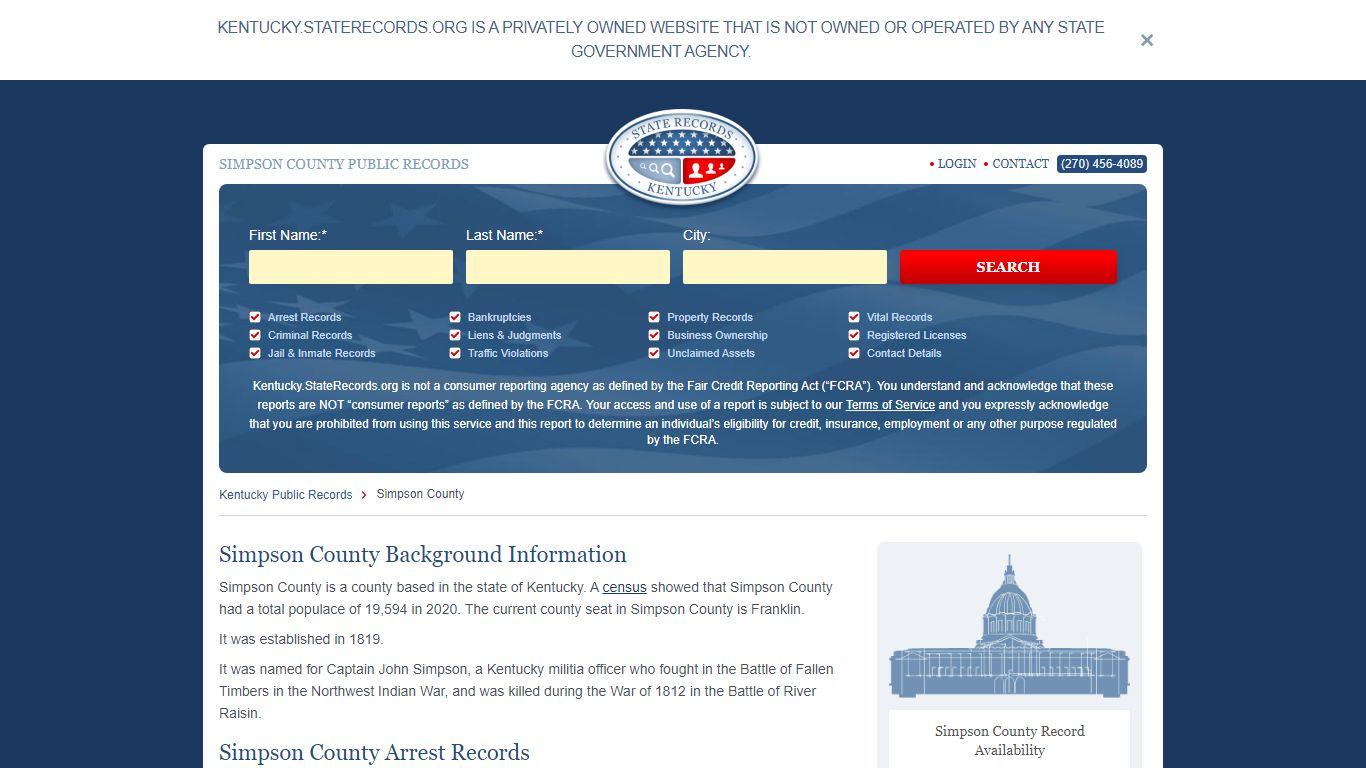 Simpson County Arrest, Court, and Public Records | StateRecords.org